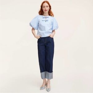 kate spade X Target Stripe Puff Sleeve Blouse in Blue and White